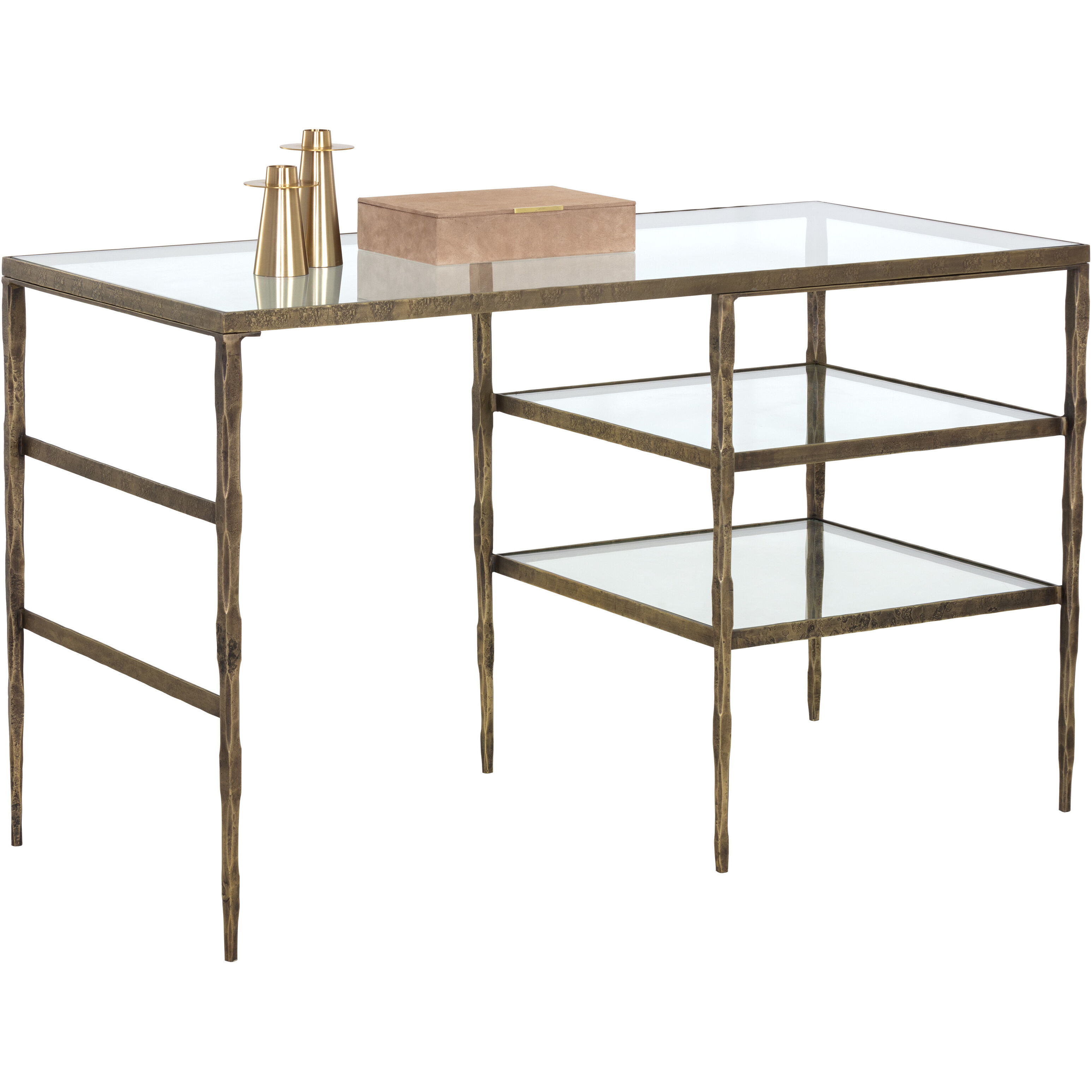 Bruna 52 X 24 inch Clear / Antique Brass Desk
